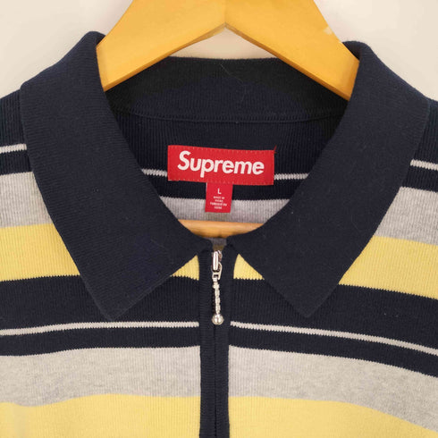 シュプリーム Supreme Stripe Zip L/S Polo ストライプ ジップ ロングスリーブ ポロシャツ メンズ import:L