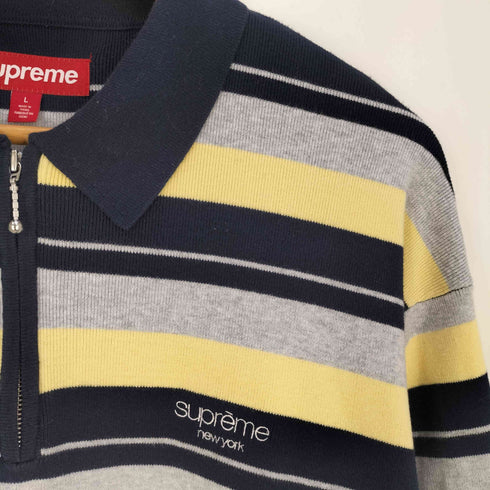 シュプリーム Supreme Stripe Zip L/S Polo ストライプ ジップ ロングスリーブ ポロシャツ メンズ import:L