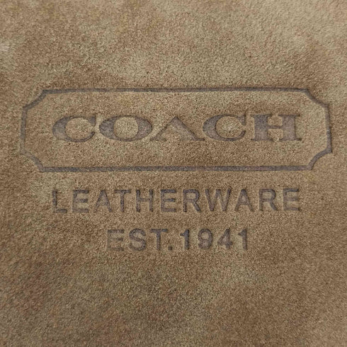 コーチ COACH エンボスロゴ刻印 スウェード ポーチ ミニハンドバッグ レディース