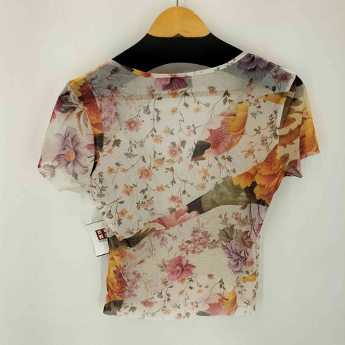 デシグアル Desigual 24AW Tulle flower T-shirt レディース import:L