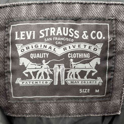 リーバイス Levis スーパー ブラック デニム ダウン ジャケット 襟ボア メンズ import:M