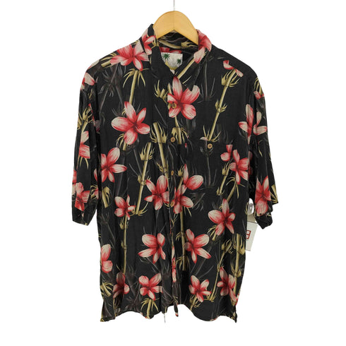 BANANA CABANA 総柄 シルクアロハシャツ メンズ XL