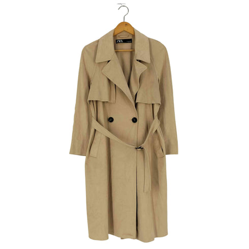 ザラ ZARA フェイクスウェード ウエストゴム トレンチコート レディース import:S