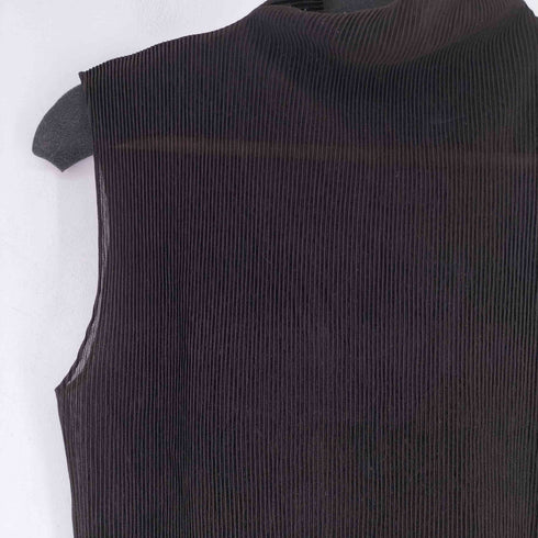 イッセイミヤケ ISSEY MIYAKE フリンジ プリーツシアーノースリーブブラウス レディース 3