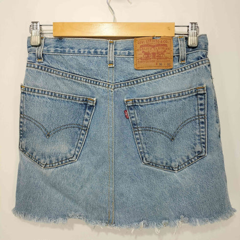 リーバイス Levis 00S 02年製 RELAXED STRAIGHT LEG ボタン裏468刻印 カットオフ リメイク ジップフライ デニム スカート レディース W36 L32