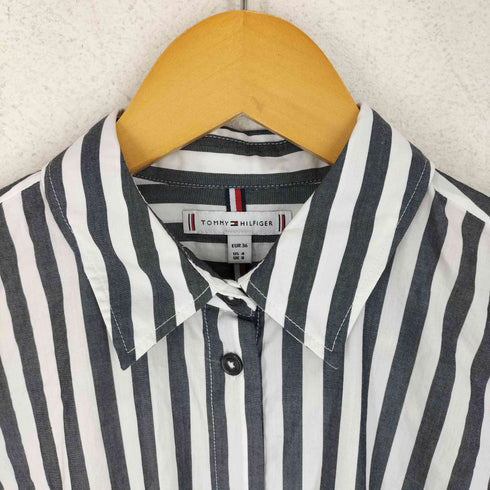 トミーヒルフィガー TOMMY HILFIGER ベルテッド ストライプシャツ ワンピース レディース US:36