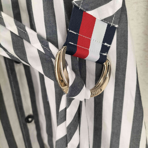 トミーヒルフィガー TOMMY HILFIGER ベルテッド ストライプシャツ ワンピース レディース US:36