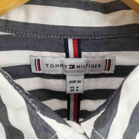 トミーヒルフィガー TOMMY HILFIGER ベルテッド ストライプシャツ ワンピース レディース US:36