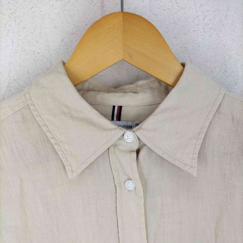 トミーヒルフィガー TOMMY HILFIGER フロントポケット レギュラーカラー リネンシャツ レディース US:36