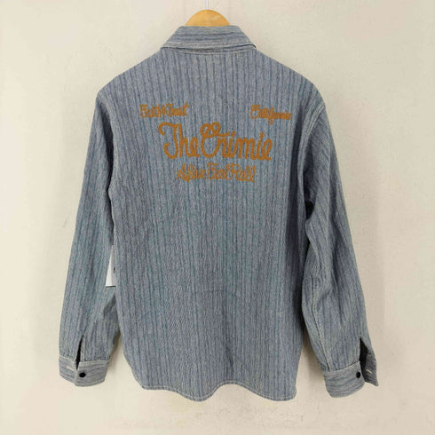 クライミー THE CRIMIE USA製 両面刺繍ストライプ柄コットンシャツ メンズ import:L