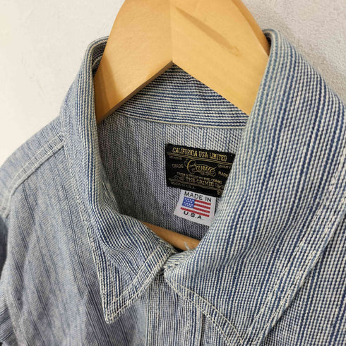 クライミー THE CRIMIE USA製 両面刺繍ストライプ柄コットンシャツ メンズ import:L