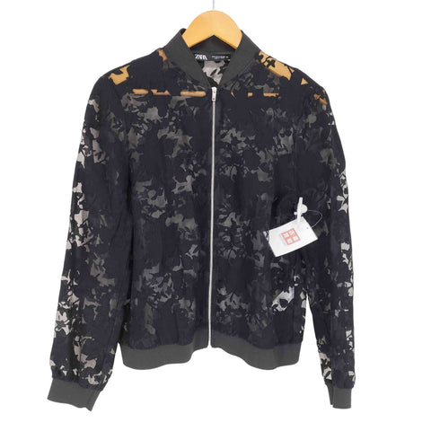 ザラ ZARA レース総柄 ジップアップブルゾン レディース JPN:M