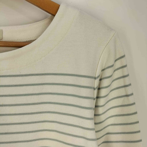 エディーバウアー Eddie Bauer コットン ボーダー ボートネック ロングスリーブ Tシャツ レディース import:L