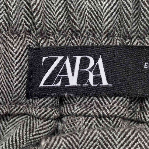 ザラ ZARA ポリレーヨン ヘリンボーン ワイドスラックス レディース S