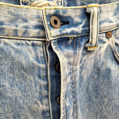 LABOUR UNION ボタンフライテーパードデニムパンツ ケミカルウォッシュ メンズ W35