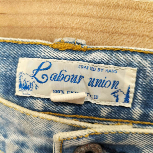 LABOUR UNION ボタンフライテーパードデニムパンツ ケミカルウォッシュ メンズ W35