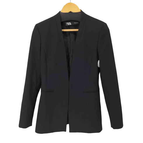 ザラ ZARA ノーラペル ノーカラージャケット レディース import:S