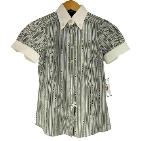 バーバリーブルーレーベル BURBERRY BLUE LABEL ストライプ S/S BDシャツ レディース JPN:36