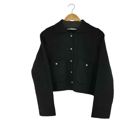 ザラ ZARA 無地ニットポロネックジャケット レディース import:M