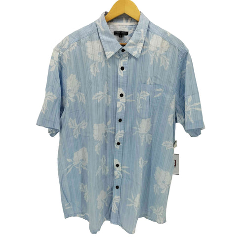 ジョージ GEORGE classics 木ボタン ストライプ フラワープリント アロハシャツ メンズ import:XL