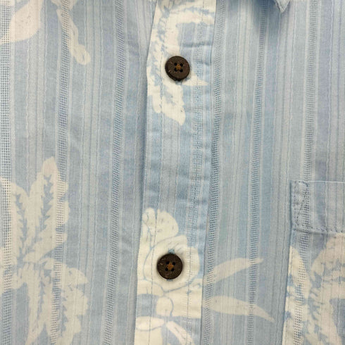 ジョージ GEORGE classics 木ボタン ストライプ フラワープリント アロハシャツ メンズ import:XL