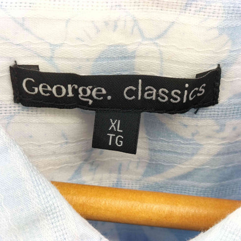 ジョージ GEORGE classics 木ボタン ストライプ フラワープリント アロハシャツ メンズ import:XL