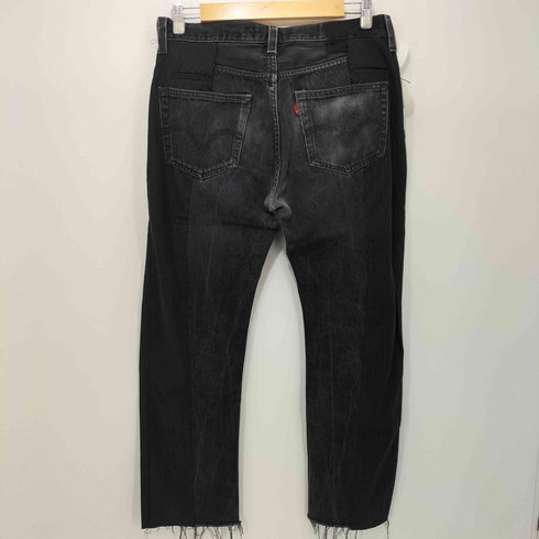 OLD PARK ボタン裏3757刻印 ドッキング カットオフ リメイク ボタンフライ ブラック デニム パンツ メンズ JPN:M