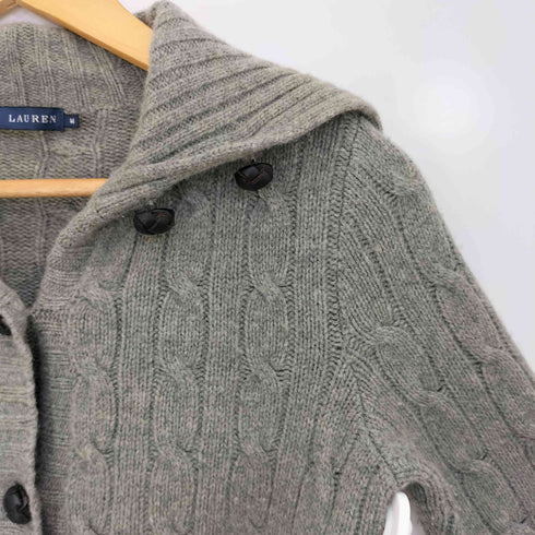ラルフローレン RALPH LAUREN ウールカシミヤ ベルデット ケーブルニット カーディガン レディース import:M