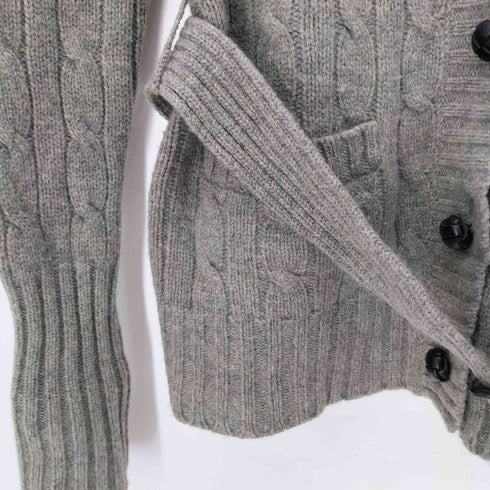 ラルフローレン RALPH LAUREN ウールカシミヤ ベルデット ケーブルニット カーディガン レディース import:M