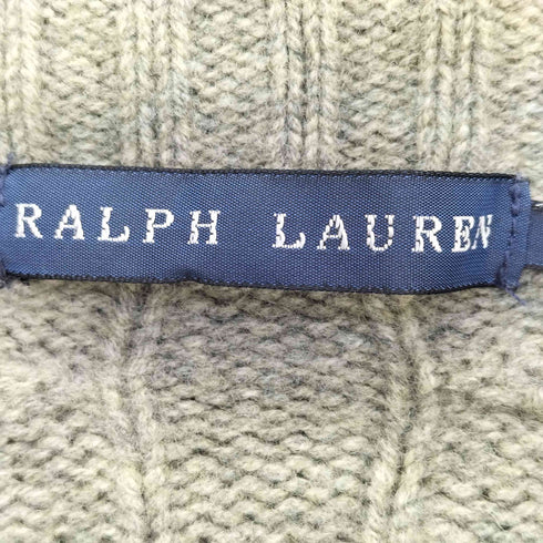 ラルフローレン RALPH LAUREN ウールカシミヤ ベルデット ケーブルニット カーディガン レディース import:M