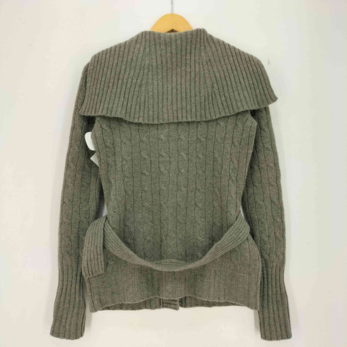 ラルフローレン RALPH LAUREN ウールカシミヤ ベルデット ケーブルニット カーディガン レディース import:M