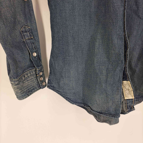 ダブルアールエルラルフローレン RRL RALPH LAUREN 1つ星タグ シルバーボタン L/S ウエスタン デニム シャツ メンズ import:L