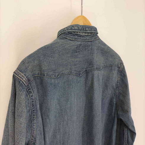 ダブルアールエルラルフローレン RRL RALPH LAUREN 1つ星タグ シルバーボタン L/S ウエスタン デニム シャツ メンズ import:L