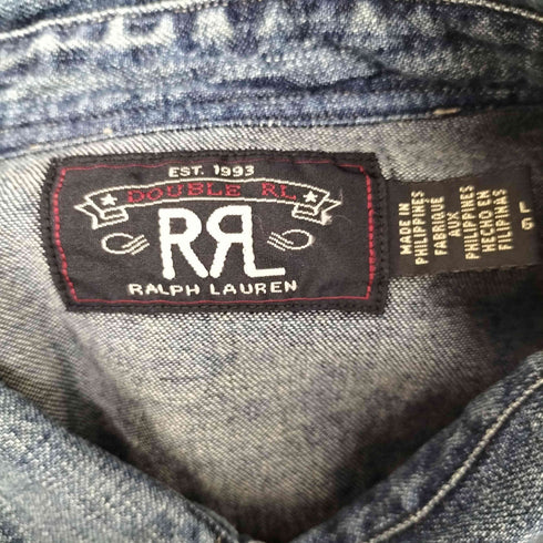 ダブルアールエルラルフローレン RRL RALPH LAUREN 1つ星タグ シルバーボタン L/S ウエスタン デニム シャツ メンズ import:L