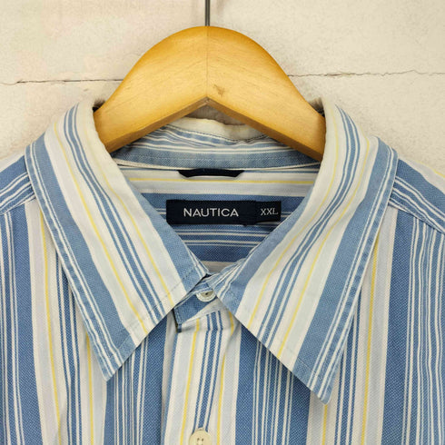 ノーティカ NAUTICA フロントポケット ストライプ 半袖シャツ メンズ XXL