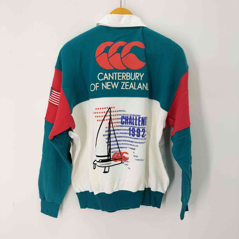カンタベリー CANTERBURY 米国旗ワッペン クレイジーパターン ラガーシャツ メンズ L