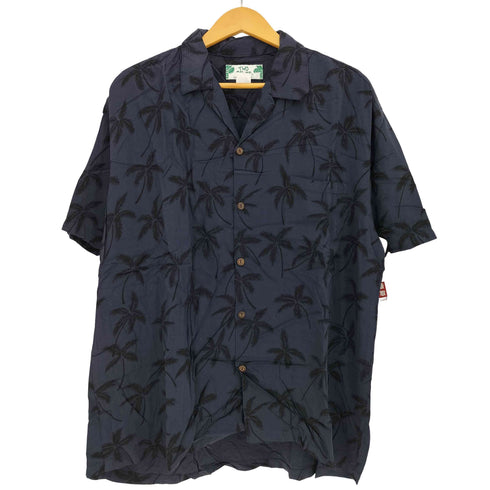 トゥーパームス TWO PALMS ハワイ製 レーヨン ヤシの木柄 オープンカラー アロハシャツ メンズ JPN:L
