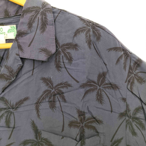 トゥーパームス TWO PALMS ハワイ製 レーヨン ヤシの木柄 オープンカラー アロハシャツ メンズ JPN:L