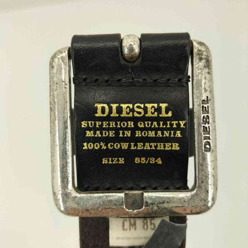 ディーゼル DIESEL ロゴシルバー レザー ベルト メンズ