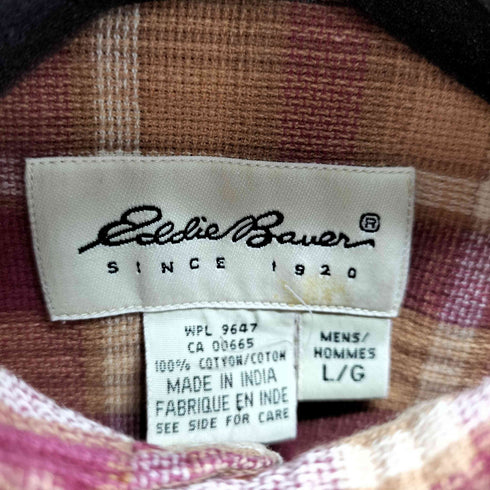 エディーバウアー Eddie Bauer 白タグ ロングスリーブ チェックシャツ メンズ import:L
