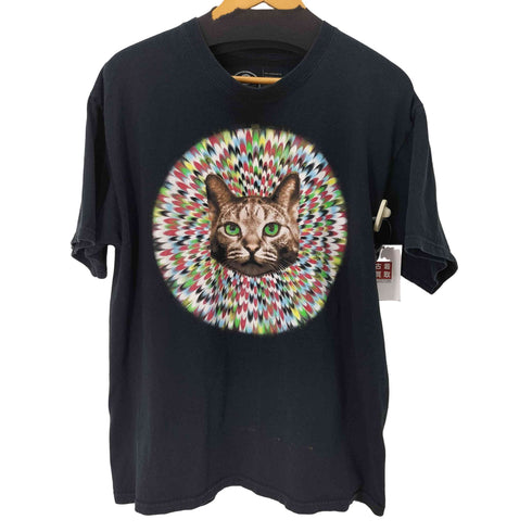 GET WILD S/S サイケデリックキャットプリントクルーネックTシャツ メンズ import:L