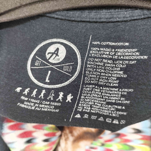 GET WILD S/S サイケデリックキャットプリントクルーネックTシャツ メンズ import:L