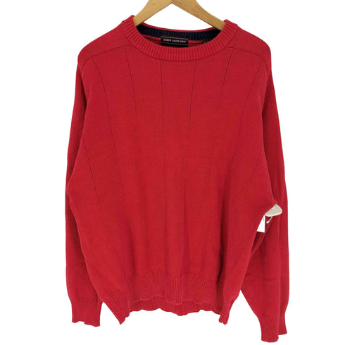 ジョンアッシュフォード JOHN ASHFORD 90S コットン クルーネック ストライプ デザイン プルオーバー ニット メンズ import:XL