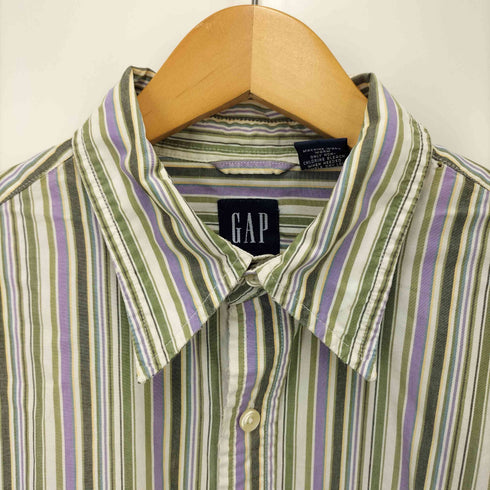 ギャップ Gap 00S 紺タグ L/S マルチストライプ シャツ メンズ import:M