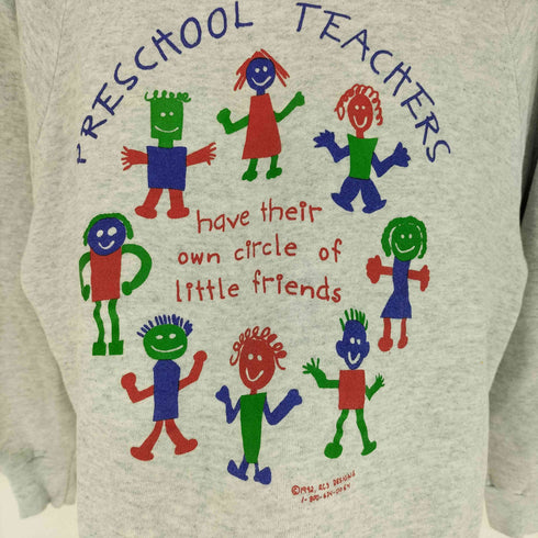 フルーツオブザルーム FRUIT OF THE LOOM 90S USA製 PRESCHOOL TEACHERS プリント L/S プルオーバー スウェット トレーナー コピーライト 1992年 メンズ import:L