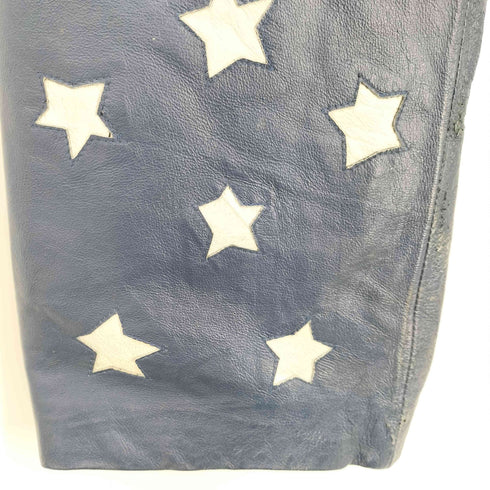 イーグル刺繍 星条旗デザイン レザーパンツ メンズ US:34-35