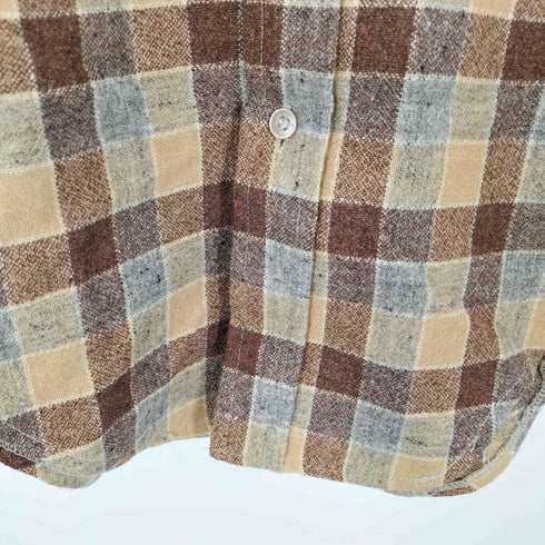 フルーツオブザルーム FRUIT OF THE LOOM 70s ポーランド製 フラップポケット ブロックチェック L/Sウールシャツ メンズ import:S