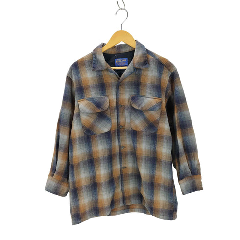 ペンドルトン PENDLETON 00s メキシコ製 ウール オープンカラーチェックシャツ メンズ import:M