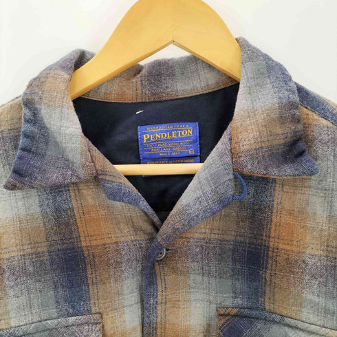ペンドルトン PENDLETON 00s メキシコ製 ウール オープンカラーチェックシャツ メンズ import:M