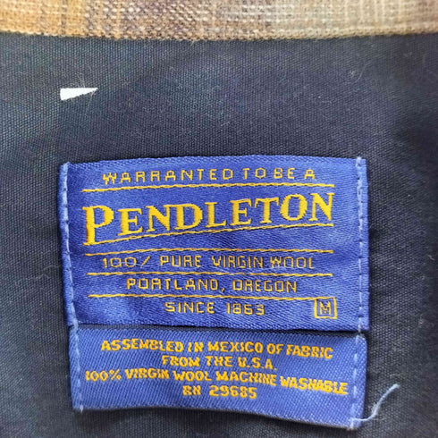 ペンドルトン PENDLETON 00s メキシコ製 ウール オープンカラーチェックシャツ メンズ import:M